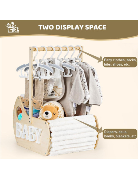 Canasta de Madera para Baby Shower GiftAmaz - Cuna 40.9x31.8x55.9cm