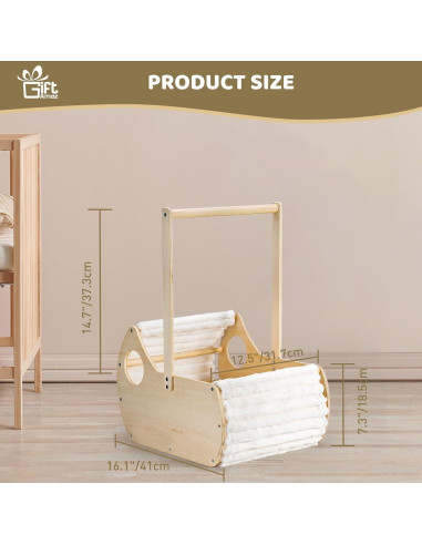 Canasta de Madera para Baby Shower GiftAmaz - Cuna 40.9x31.8x55.9cm