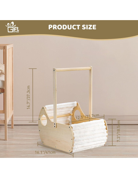 Canasta de Madera para Baby Shower GiftAmaz - Cuna 40.9x31.8x55.9cm