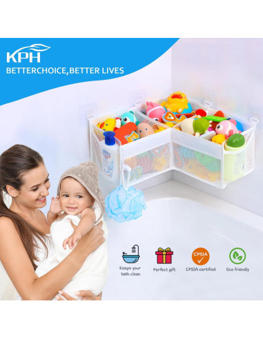 Organizador de Juguetes de Baño KPH 3 Compartimentos Blanco