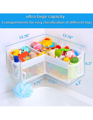 Organizador de Juguetes de Baño KPH 3 Compartimentos Blanco