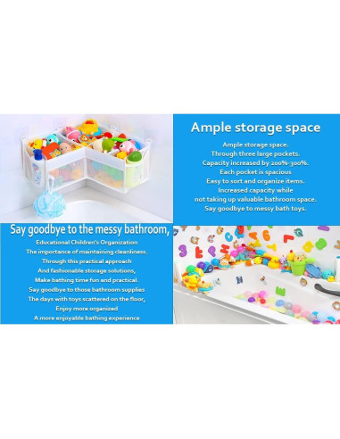 Organizador de Juguetes de Baño KPH 3 Compartimentos Blanco