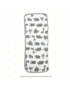 Paquete de 3 paños de eructo Spasilk 100% algodón animales grises 2