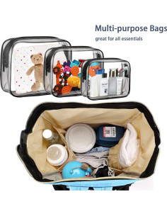 Mochila de Pañales Timberer Azul Claro con Bolsillos Organizadores 2