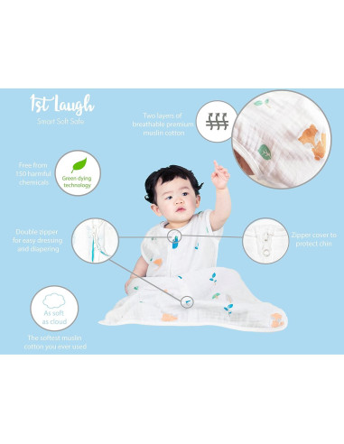 Saco de dormir de algodón muselina XL Bosque 0.5 Tog unisex