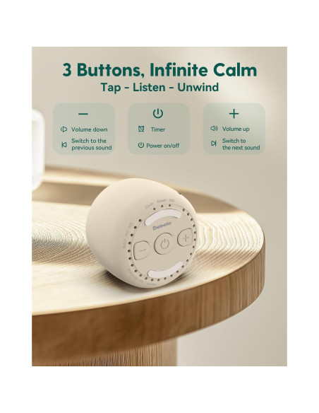 Máquina de Ruido Blanco Babelio Mini Portátil 15 Sonidos