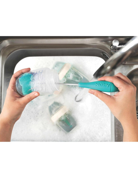 Cepillo para Botellas y Tetinas Nuby 3 Piezas con Punta de Esponja