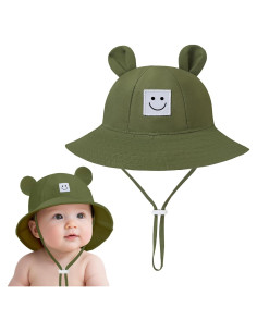 Sombrero de Cubo para Bebés 100% Algodón Verde 50+ UPF