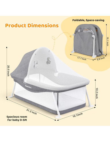 Cuna de viaje portátil Ezebaby BN002 para bebés 0-5 meses