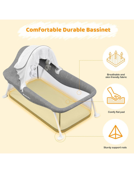 Cuna de viaje portátil Ezebaby BN002 para bebés 0-5 meses