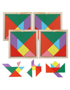 Rompecabezas de Tangram de Madera 3 Nutrias - Juguete Educativo