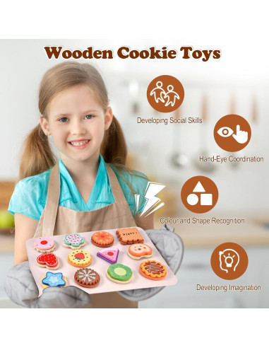 Juego de Comida de Galletas de Madera Wooderma para Niños