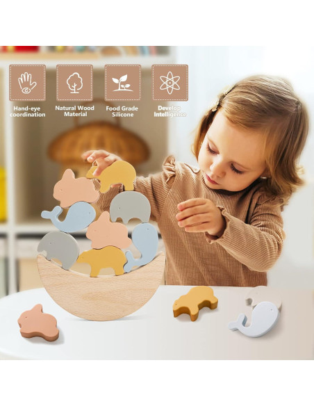 Juguete de Equilibrio de Silicona Youuys - Apilamiento Montessori