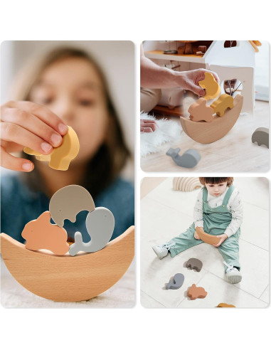 Juguete de Equilibrio de Silicona Youuys - Apilamiento Montessori