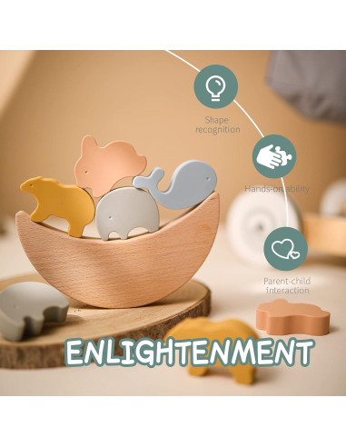 Juguete de Equilibrio de Silicona Youuys - Apilamiento Montessori