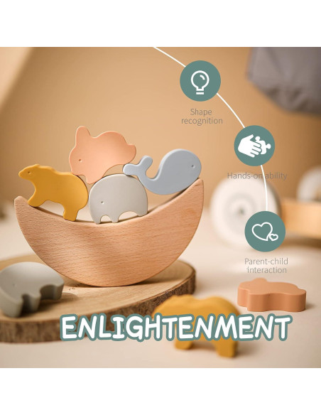 Juguete de Equilibrio de Silicona Youuys - Apilamiento Montessori