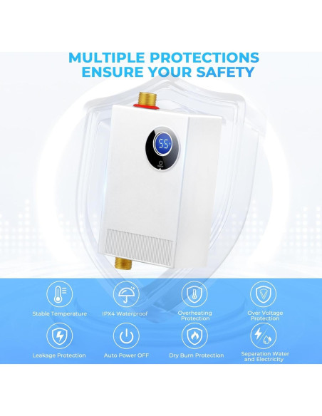 Calentador de Agua Instantáneo Eléctrico DOYXC 3000W 110V Bajo Fregadero