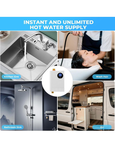 Calentador de Agua Instantáneo Eléctrico DOYXC 3000W 110V Bajo Fregadero