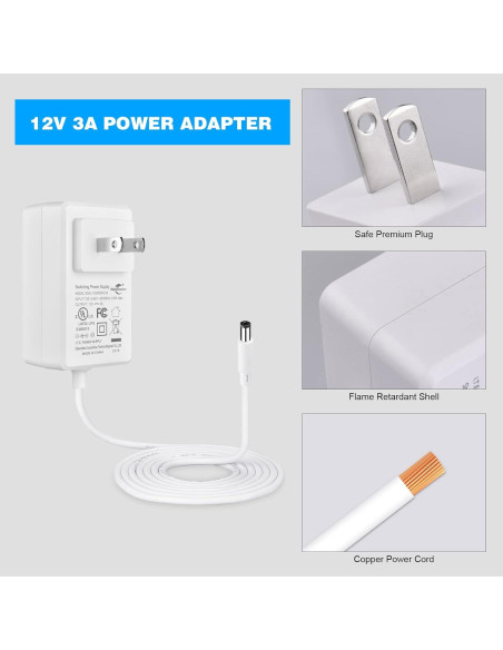 Adaptador de Corriente iNextStation 12V 3A para LED y Dispositivos