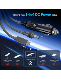 Cable Mini Starlink 3 en 1 3M - Cargador USB C y DC a DC 2