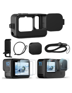 Kit de Accesorios OKFUN para GoPro Hero 12/11/10/9 - Funda Silicona y Protectores