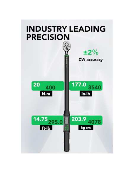 Llave de Torque Digital 1/2" LLAVETOR 19.98-400.5 Nm
