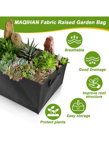 Bolsa de Jardín Elevada MAQIHAN - 2 Unidades 24L Negra