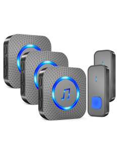 Timbre Inalámbrico SURFOU con 3 Receptores y 2 Botones IP55