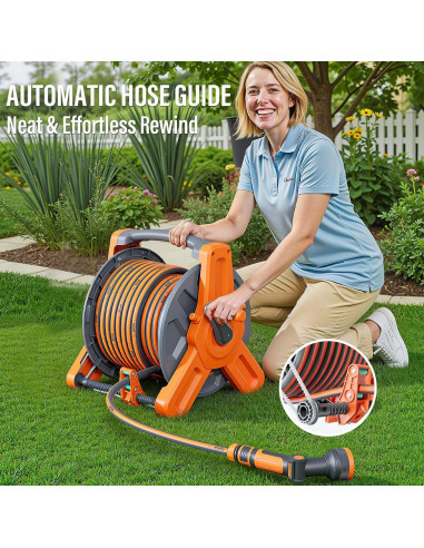 Carrete de Manguera de Jardín Flonexa 30m con Boquilla 2 en 1