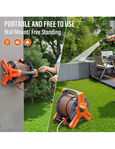 Carrete de Manguera de Jardín Flonexa 30m con Boquilla 2 en 1
