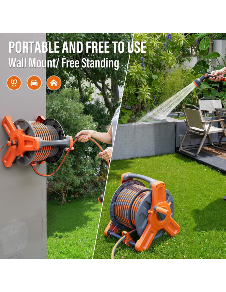 Carrete de Manguera de Jardín Flonexa 30m con Boquilla 2 en 1