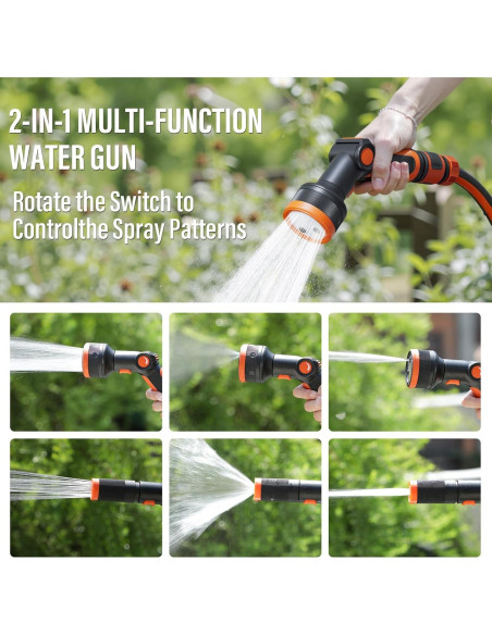 Carrete de Manguera de Jardín Flonexa 30m con Boquilla 2 en 1