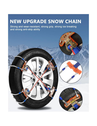 Cadenas de Nieve SCITOO Ajuste Rápido 205-245mm - Juego de 8