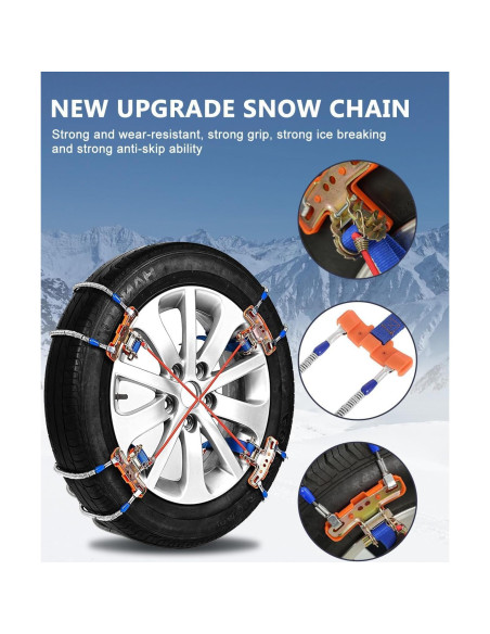 Cadenas de Nieve SCITOO Ajuste Rápido 205-245mm - Juego de 8