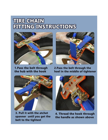 Cadenas de Nieve SCITOO Ajuste Rápido 205-245mm - Juego de 8