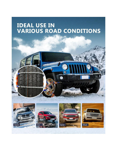 Cadenas de Nieve SCITOO Ajuste Rápido 205-245mm - Juego de 8