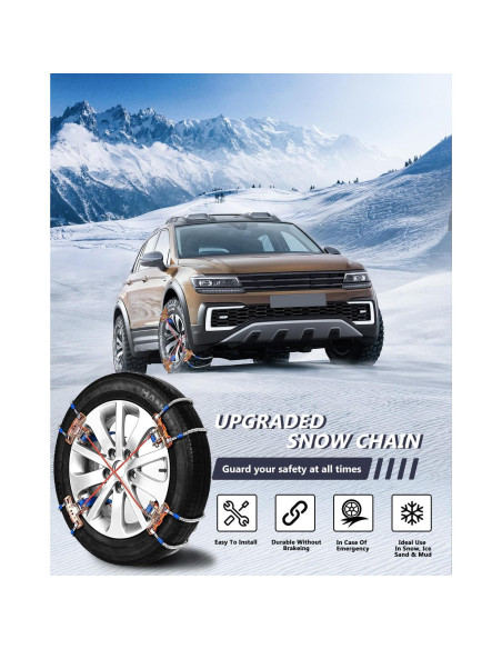 Cadenas de Nieve SCITOO Ajuste Rápido 205-245mm - Juego de 8