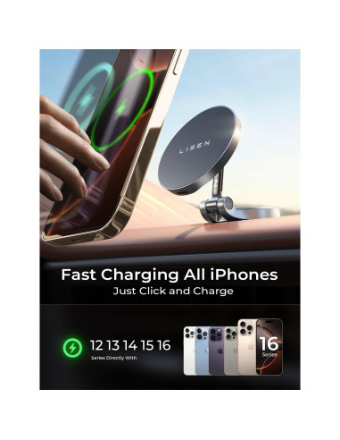 Soporte de Coche Magsafe LISEN 15W Carga Rápida Ajustable