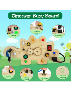 Tablero Ocupado Montessori Dinosaurio SUPKIZ 22x10.5 cm 2