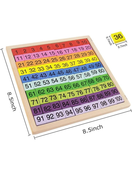 Tablero de Cien de Madera Umbresen Montessori 1-100