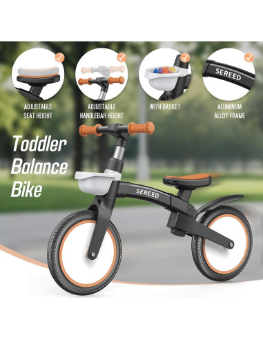 Bicicleta de Equilibrio SEREED B208 Plegable 12" Negro