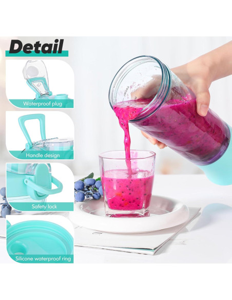 Licuadora Portátil AXNCVFVR 20 oz Recargable USB Alta Velocidad