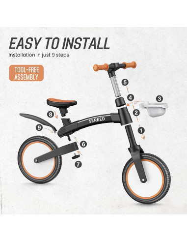 Bicicleta de Equilibrio SEREED B208 Plegable 12" Negro