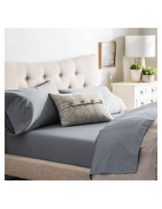 Conjunto de Sábanas Doble Brookside - Algodón Mezcla - Pizarra