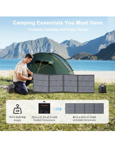 Panel Solar Portátil MHPOWOS 220W Plegable 20V Impermeable 2