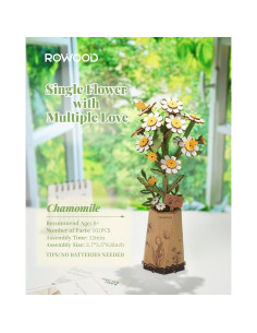 Kit de Manualidades 3D Rowood - Flores de Madera Camomila 2