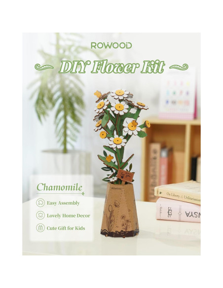 Kit de Manualidades 3D Rowood - Flores de Madera Camomila