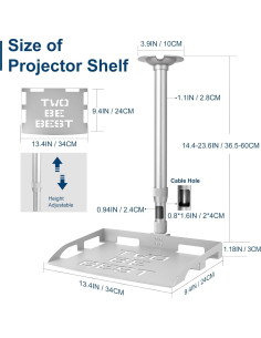 Soporte de Techo para Proyector 2-Be-Best Ajustable Plata 2