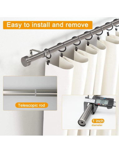 Barra de Cortina Ajustable WORLD RODS Niquel Satinado 45-223 cm