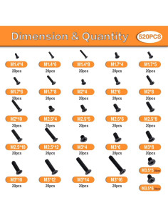 Kit de Tornillos de Reemplazo YOUFEN 520 Pcs para Laptop 2